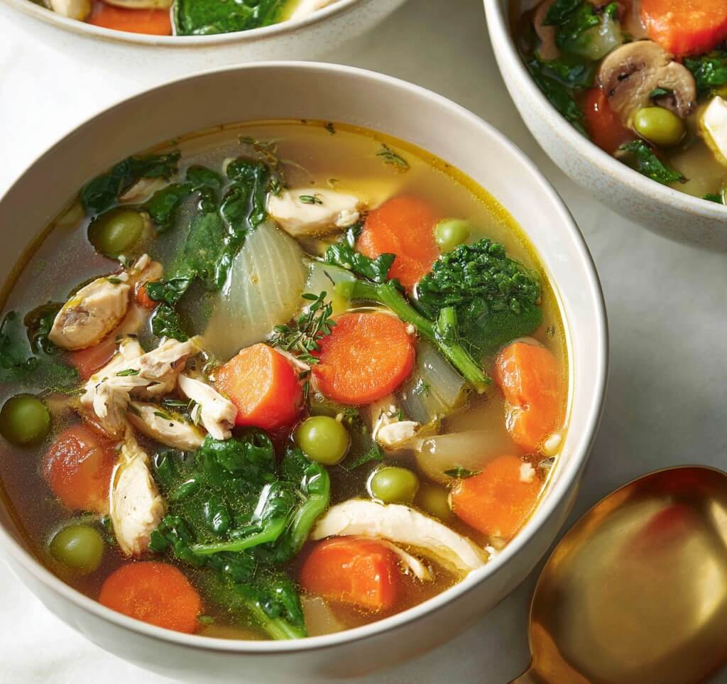 Golden Immune-Boosting Chicken and Vegetable Soup.